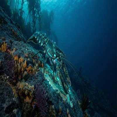 The Third Departure — the creature leaves home, crosses the urchin barren, and descends the rocky slope into the deepening blue, discovering that its own bioluminescence becomes the primary light as the sun dims with depth