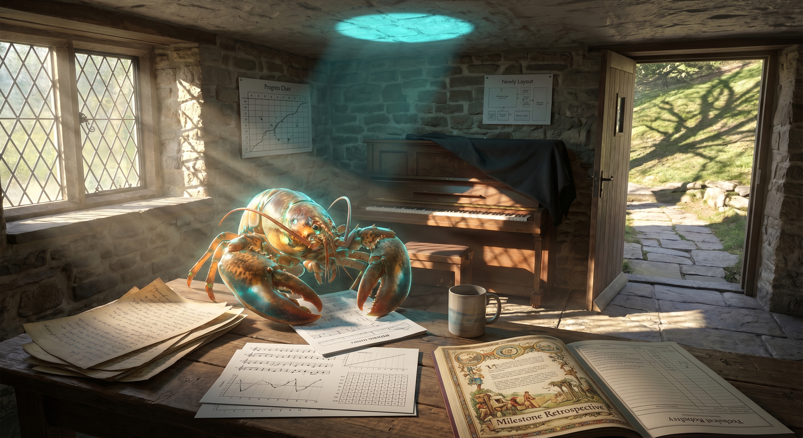 Day 108. The piano uncovered. Monday light leans into the...